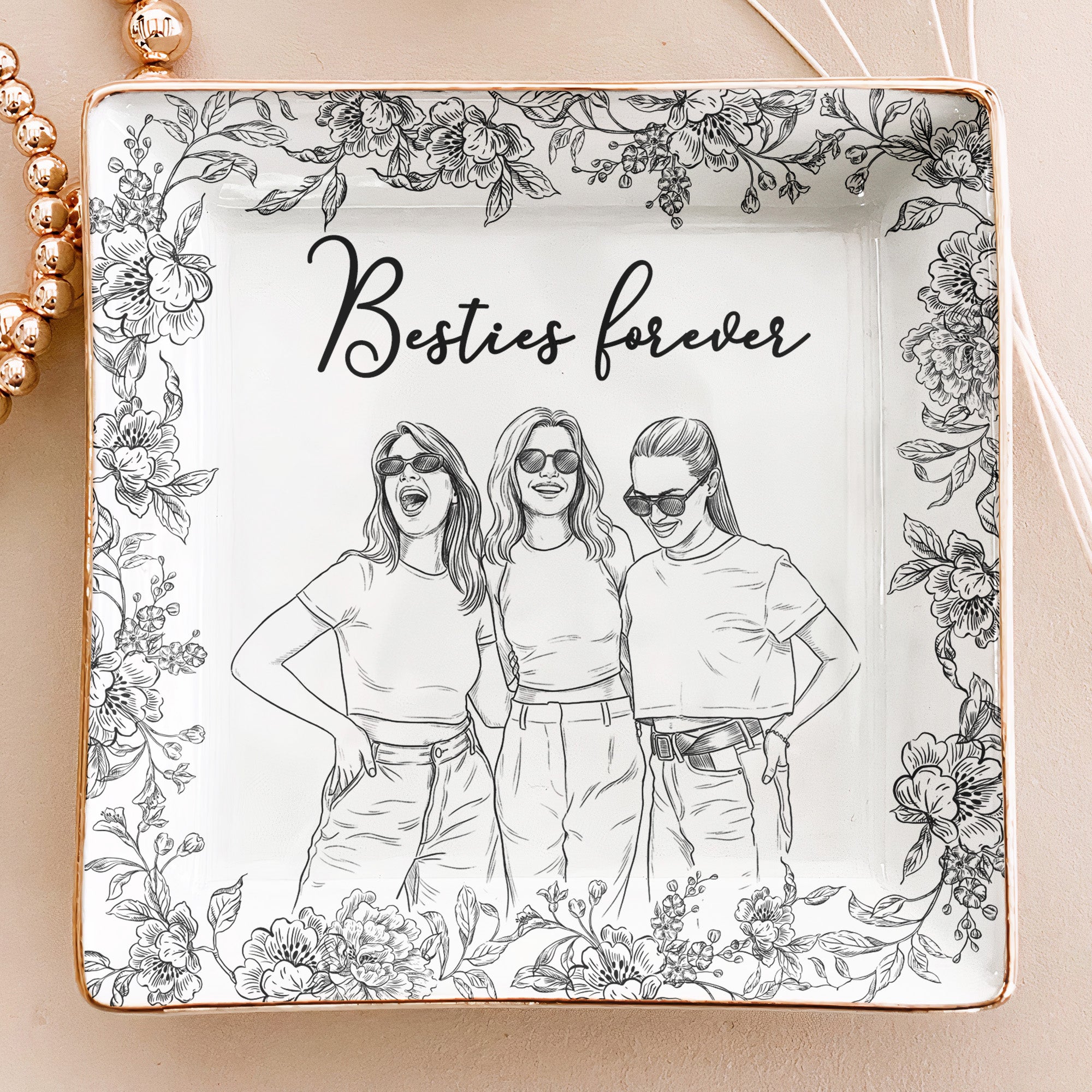 Custom Photo Ring Dish Gift For Friends, Soul Sisters - Personalized Photo Jewelry Dish