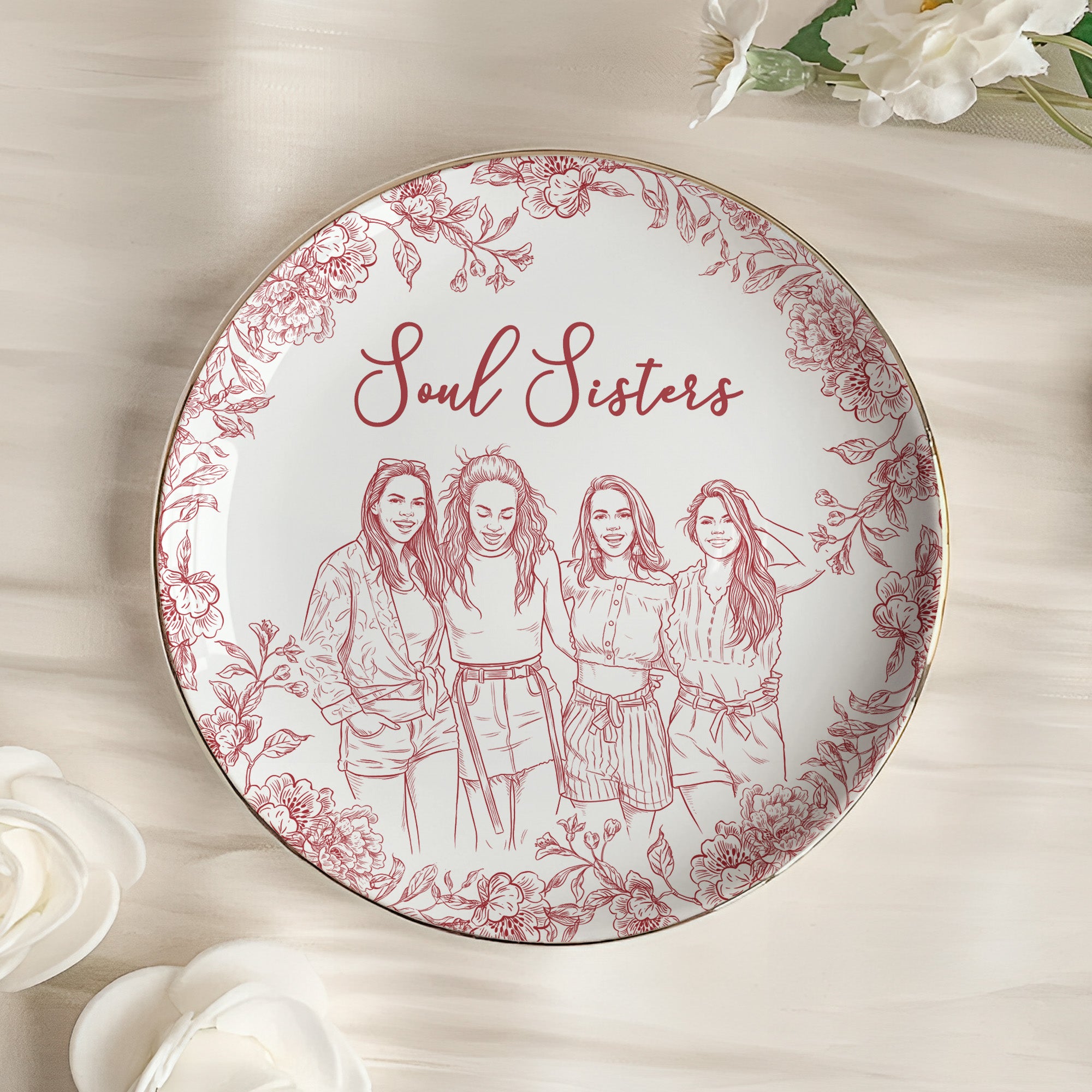 Custom Photo Ring Dish Gift For Friends, Soul Sisters - Personalized Photo Jewelry Dish