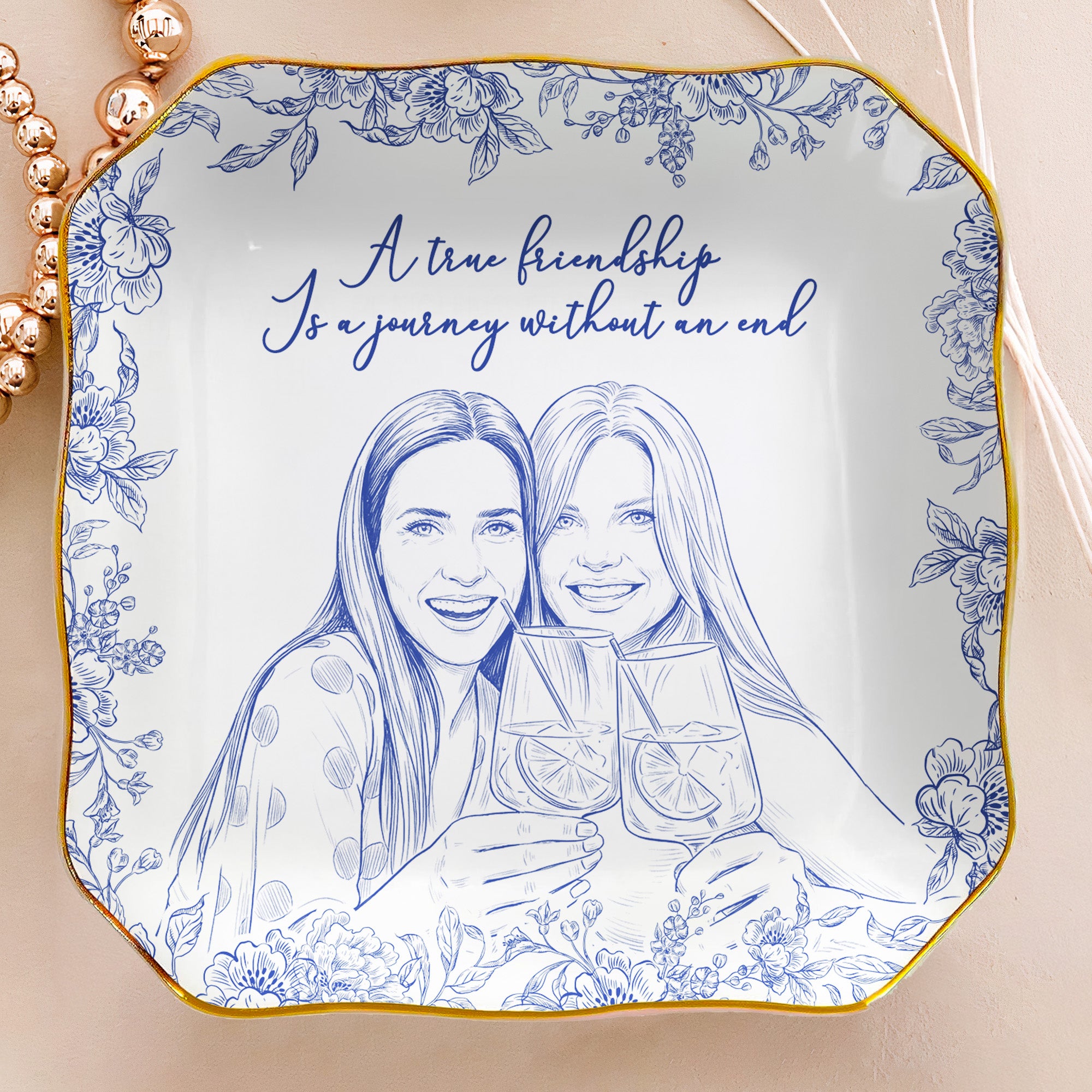 Custom Photo Ring Dish Gift For Friends, Soul Sisters - Personalized Photo Jewelry Dish