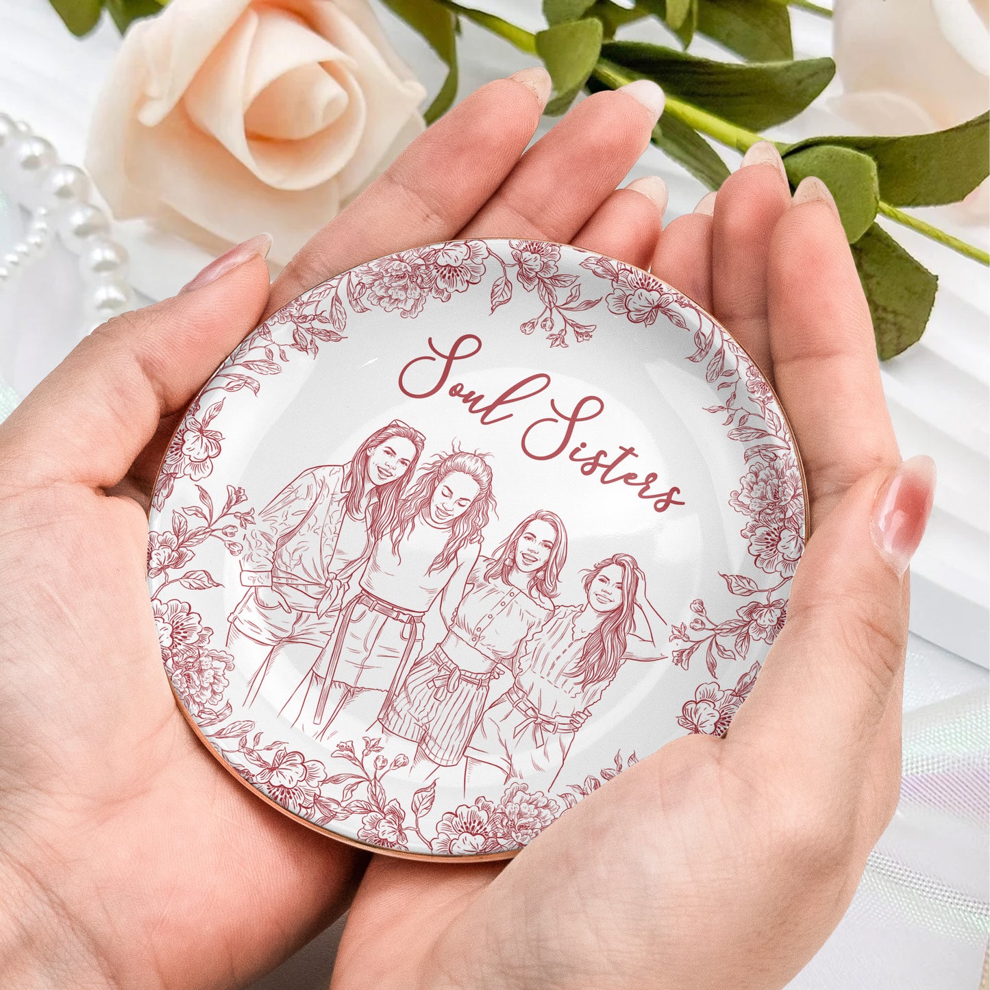 Custom Photo Ring Dish Gift For Friends, Soul Sisters - Personalized Photo Jewelry Dish
