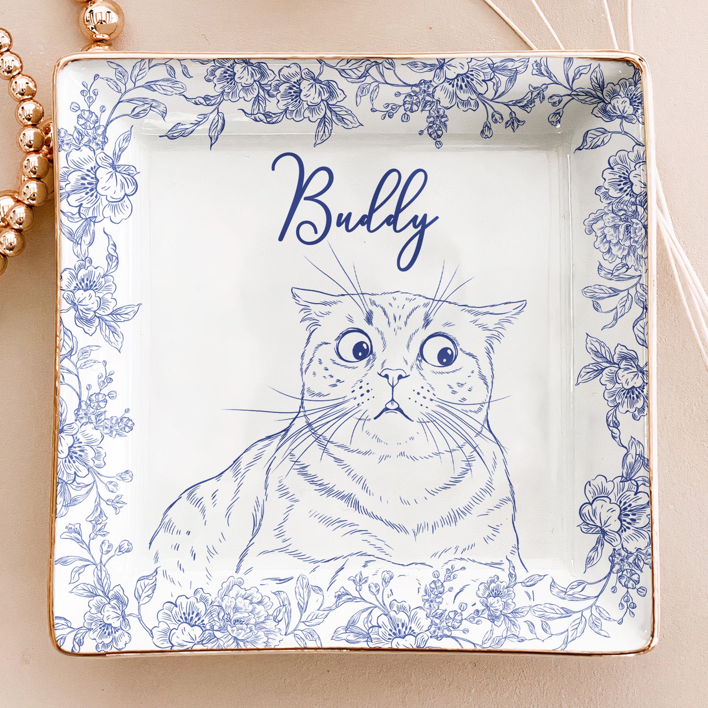 Custom Photo Ring Dish Gift For Pet Lovers, Dog Mom, Cat Mom - Personalized Photo Jewelry Dish