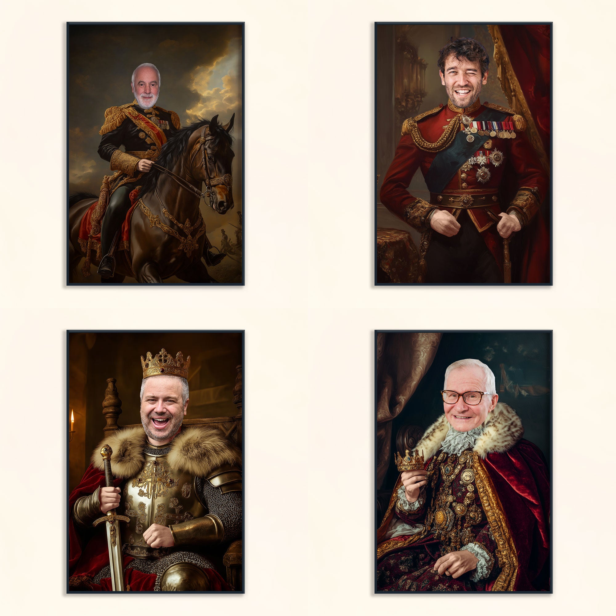 Custom Photo Royal Painting Style For Dad, Grandpa - Personalized Poster/Canvas