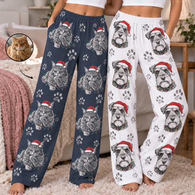 Custom Photo Sketch Line Art Christmas Clothing - Personalized Lounge Pants