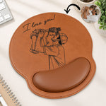 Custom Photo Sketch Line Art Father's Day Gift For Dad, Husband - Personalized Mouse Pad