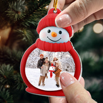 Custom Photo Snowman - For Family, Grandparents, Pet, Kids - Personalized Acrylic Photo Ornament