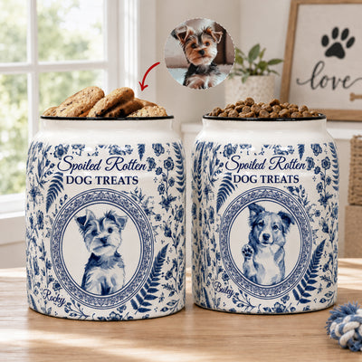 Custom Photo Spoiled Rotten Dog Treats - Personalized Cookie Jar
