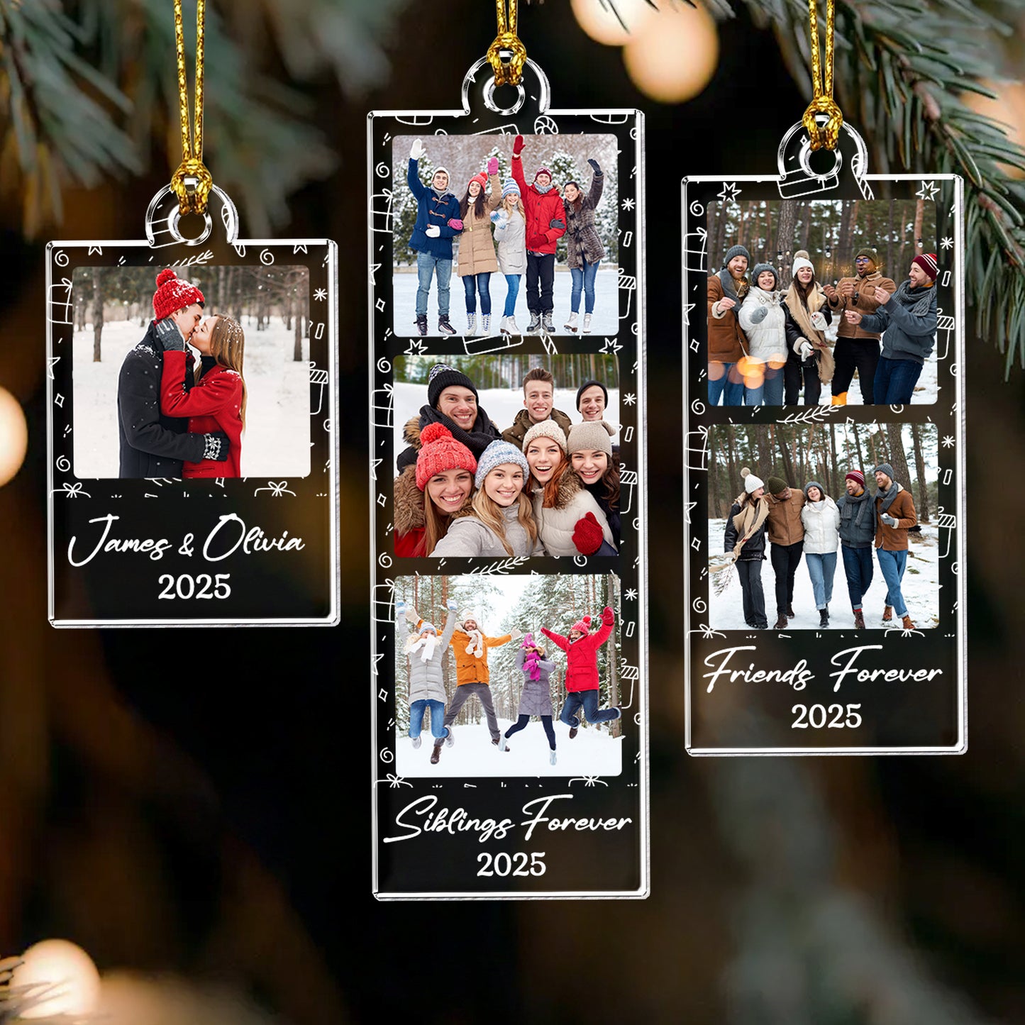 Custom Photo Strip Christmas Ornament - Personalized Acrylic Photo Ornament