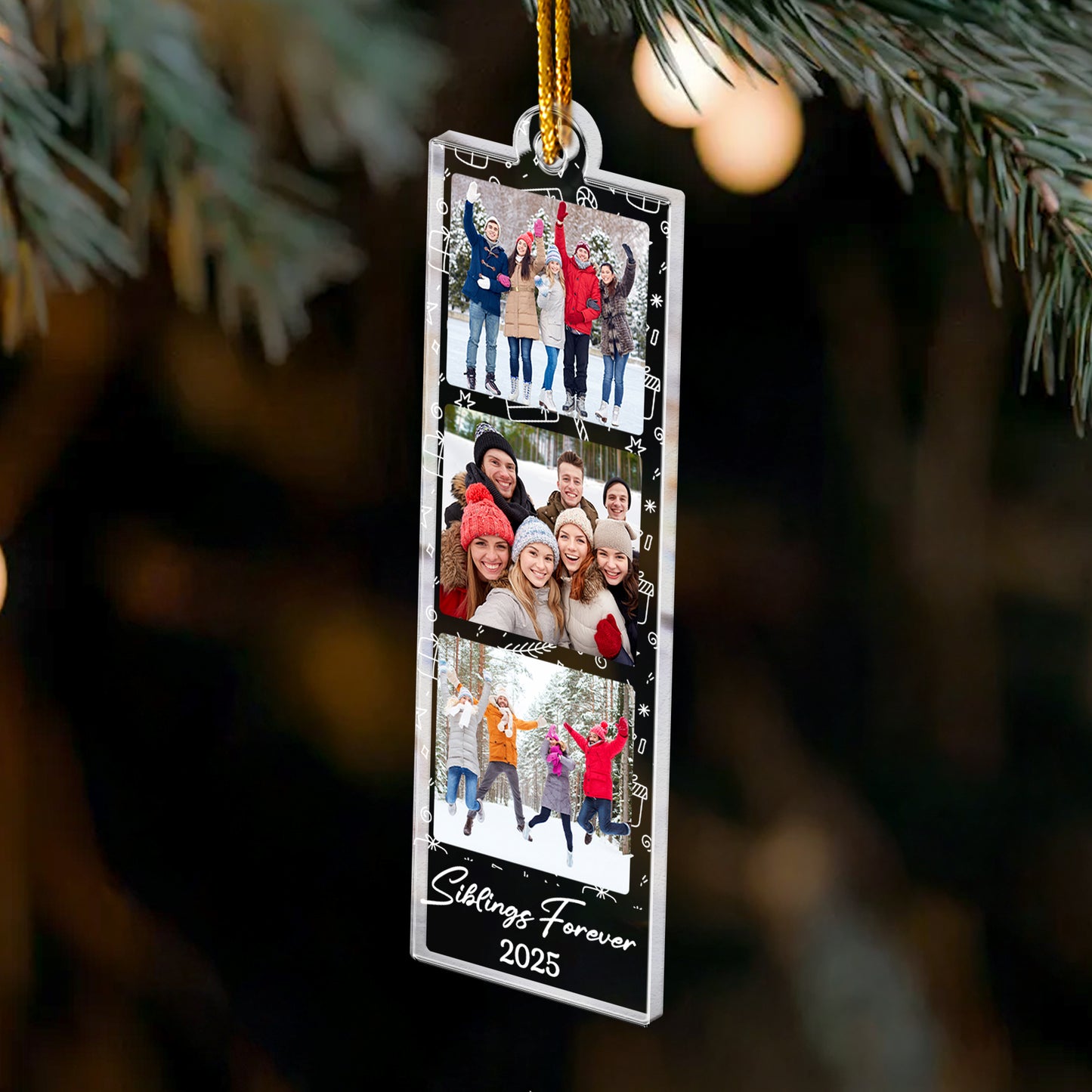 Custom Photo Strip Christmas Ornament - Personalized Acrylic Photo Ornament