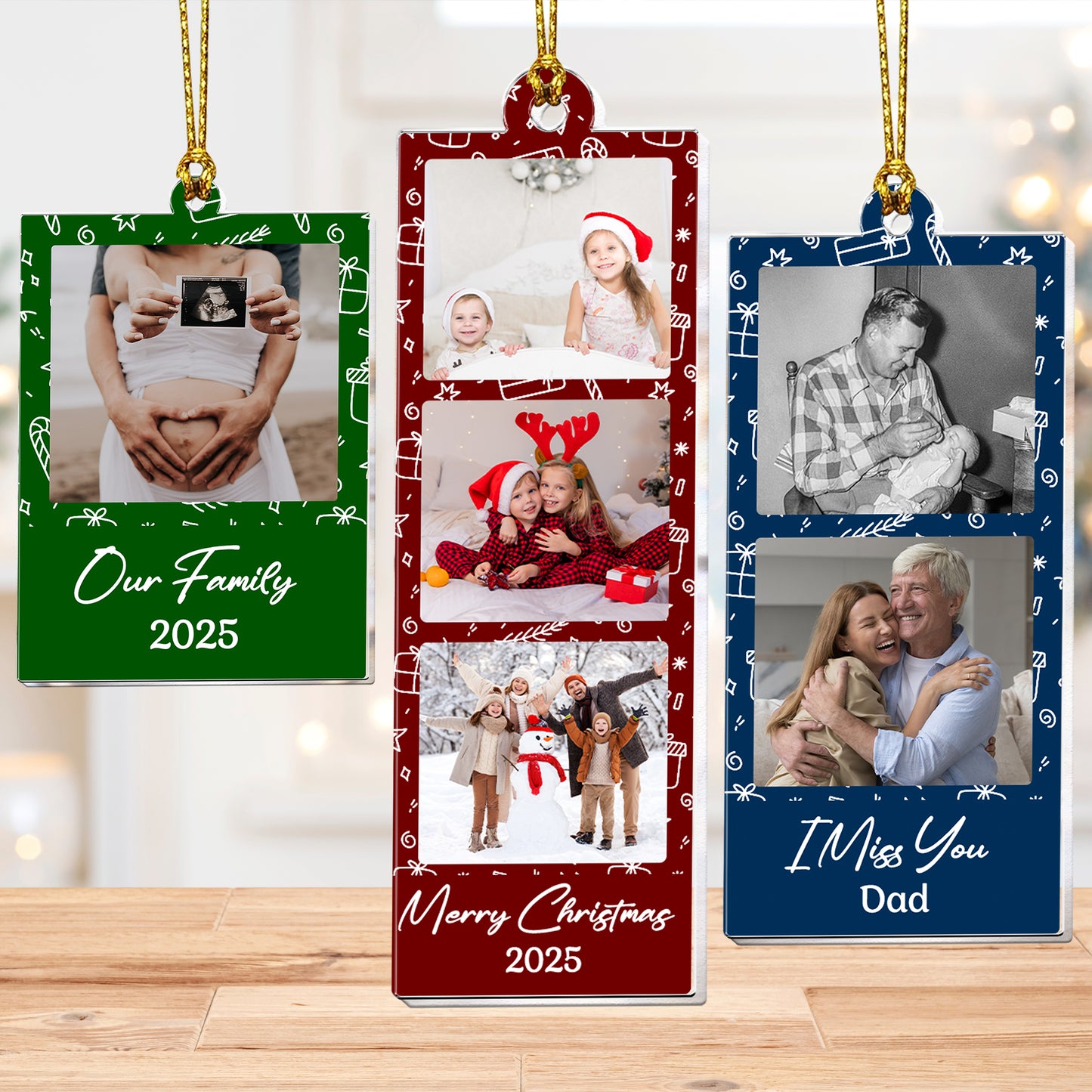 Custom Photo Strip Christmas Ornament - Personalized Acrylic Photo Ornament