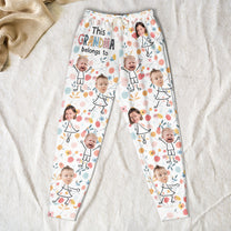 Custom Photo This Grandma Belongs To Grandkids - Personalized Photo Sweatpants