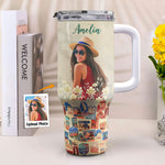 Custom Photo Travel Theme - Personalized Photo 40oz Tumbler With Straw
