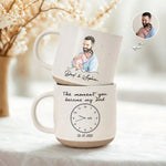 Custom Photo Watercolor Art Father's Day Gift For New Dad, Husband - Personalized Pottery Mug