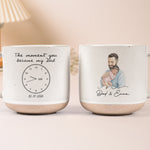 Custom Photo Watercolor Art Father's Day Gift For New Dad, Husband - Personalized Pottery Mug
