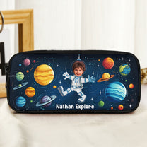 Custom Photo With Explore The Universe As Astronaut - Personalized Photo Pencil Case