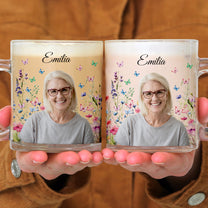 Custom Photo With Flowers - Personalized Photo Glass Mug