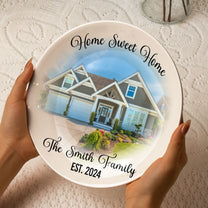 Custom Photo With Home Sweet Home - Personalized Photo Ceramic Plate