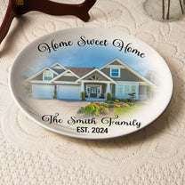 Custom Photo With Home Sweet Home - Personalized Photo Ceramic Plate