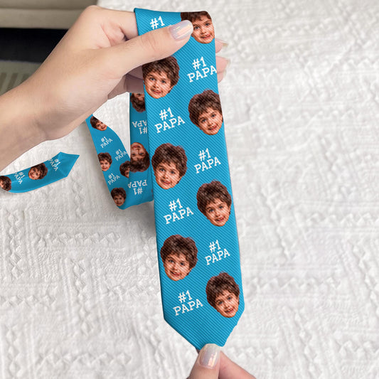 Custom Photo With No.1 Dad - Custom Photo Tie