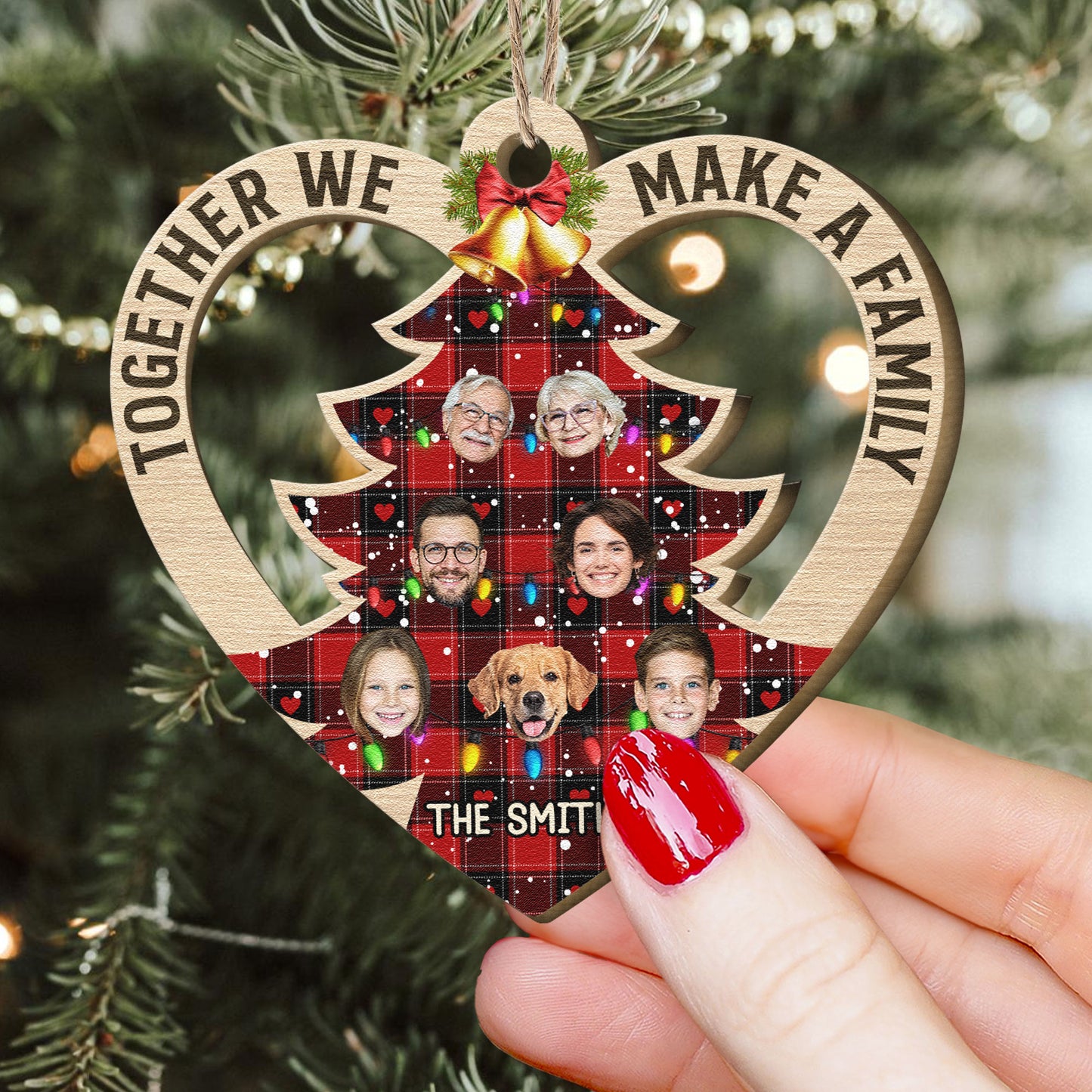 Custom Photo Xmas Tree - Personalized Photo Wooden Ornament