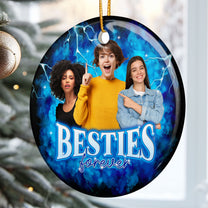 Custom Photos Bootleg Style Besties Ornament - Personalized Ceramic Photo Ornament