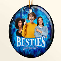 Custom Photos Bootleg Style Besties Ornament - Personalized Ceramic Photo Ornament