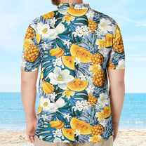 Custom Polo Shirt With Funny Face Hawaiian Pattern - Personalized Photo Polo Shirt