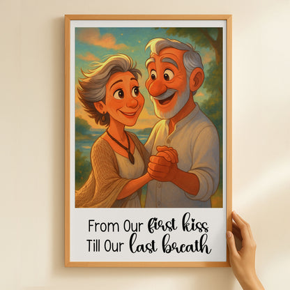 Custom Portrait From Photo For Couples Cartoon-Style - Personalized Photo Poster