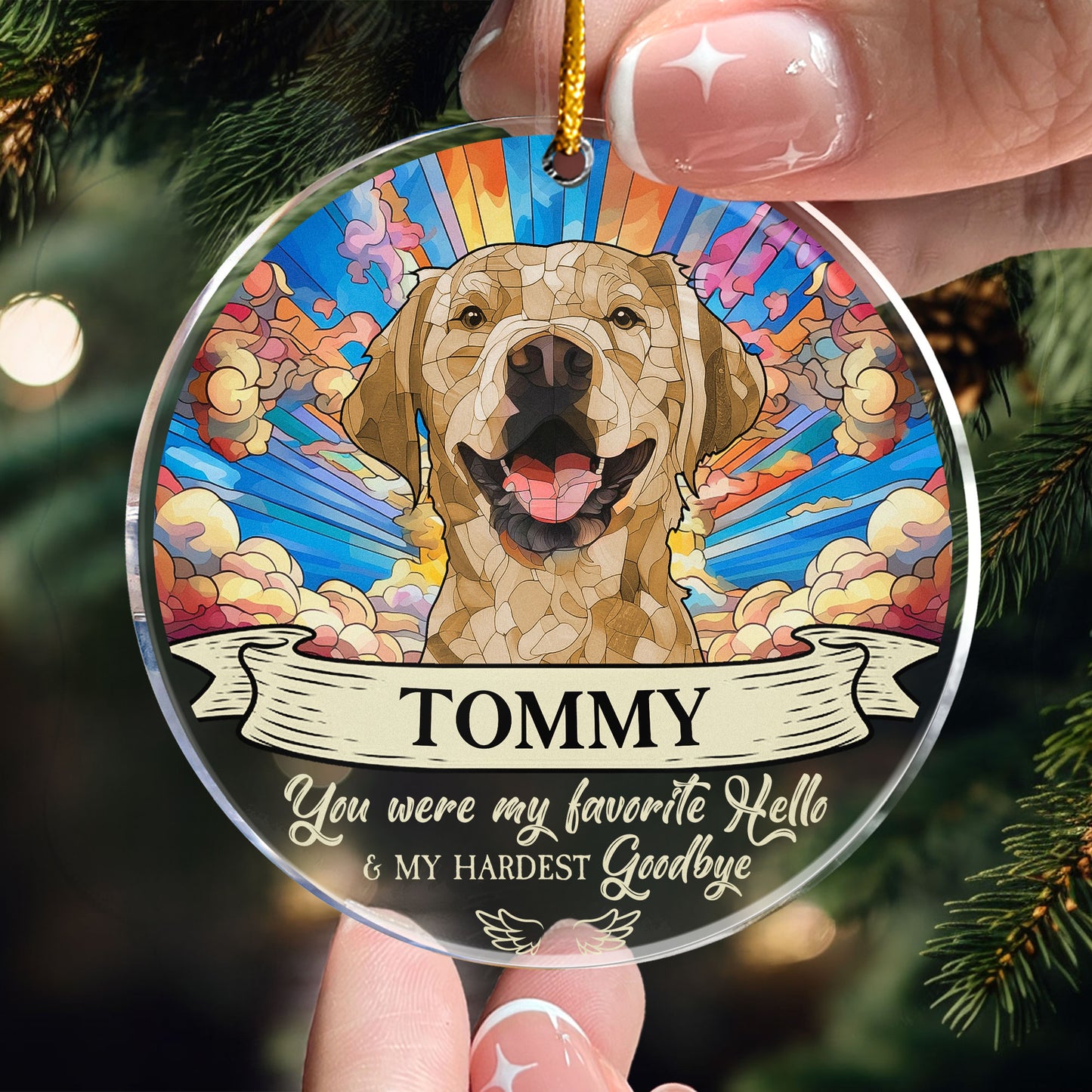 Custom Portrait Pet You Were My Favorite Hello And Hardest Goodbye - Personalized Acrylic Photo Ornament