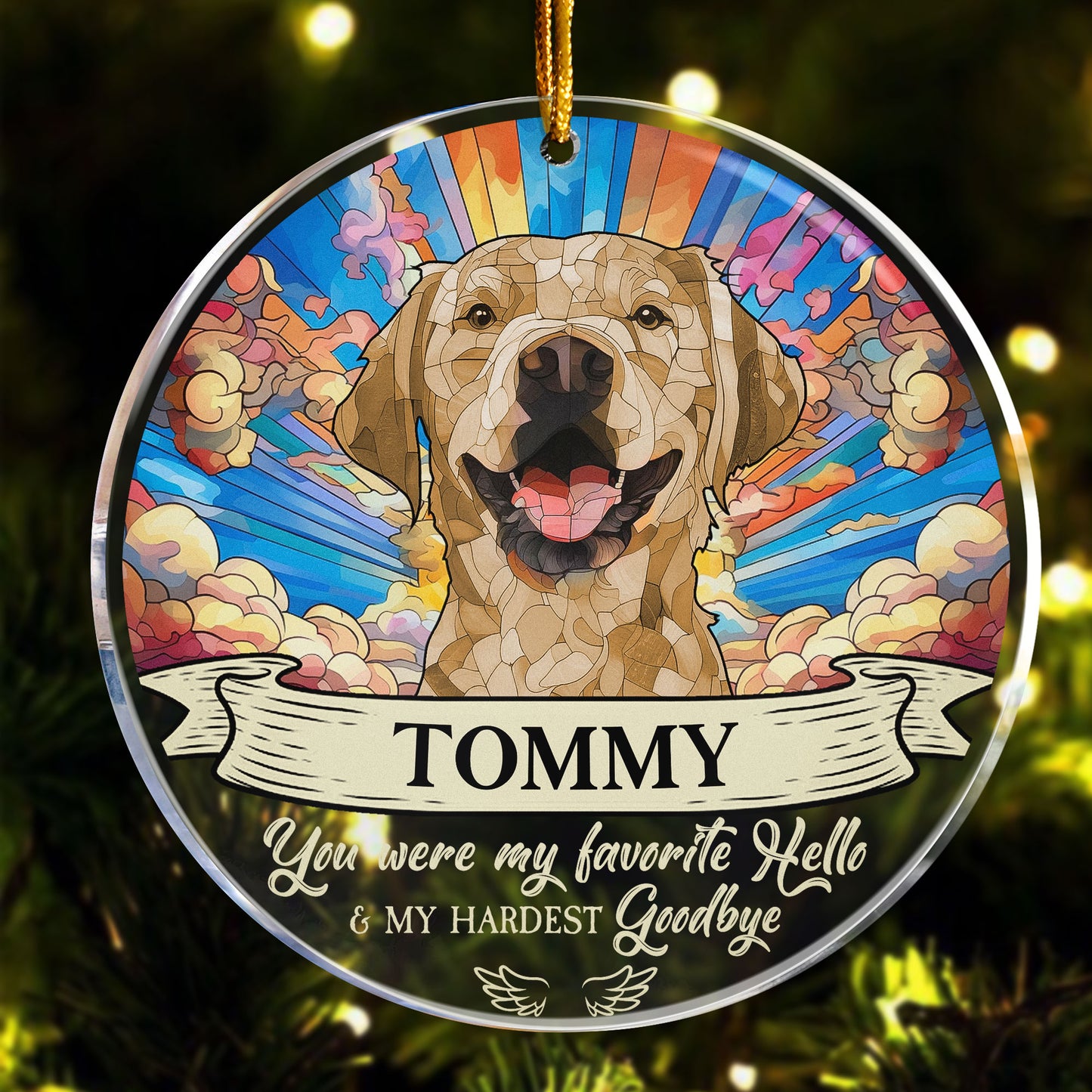 Custom Portrait Pet You Were My Favorite Hello And Hardest Goodbye - Personalized Acrylic Photo Ornament