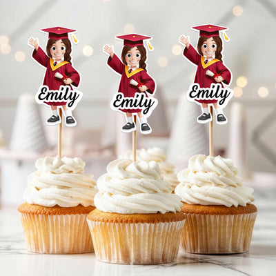 Custom Preschool Kindergarten Graduation - Personalized Cupcake Toppers