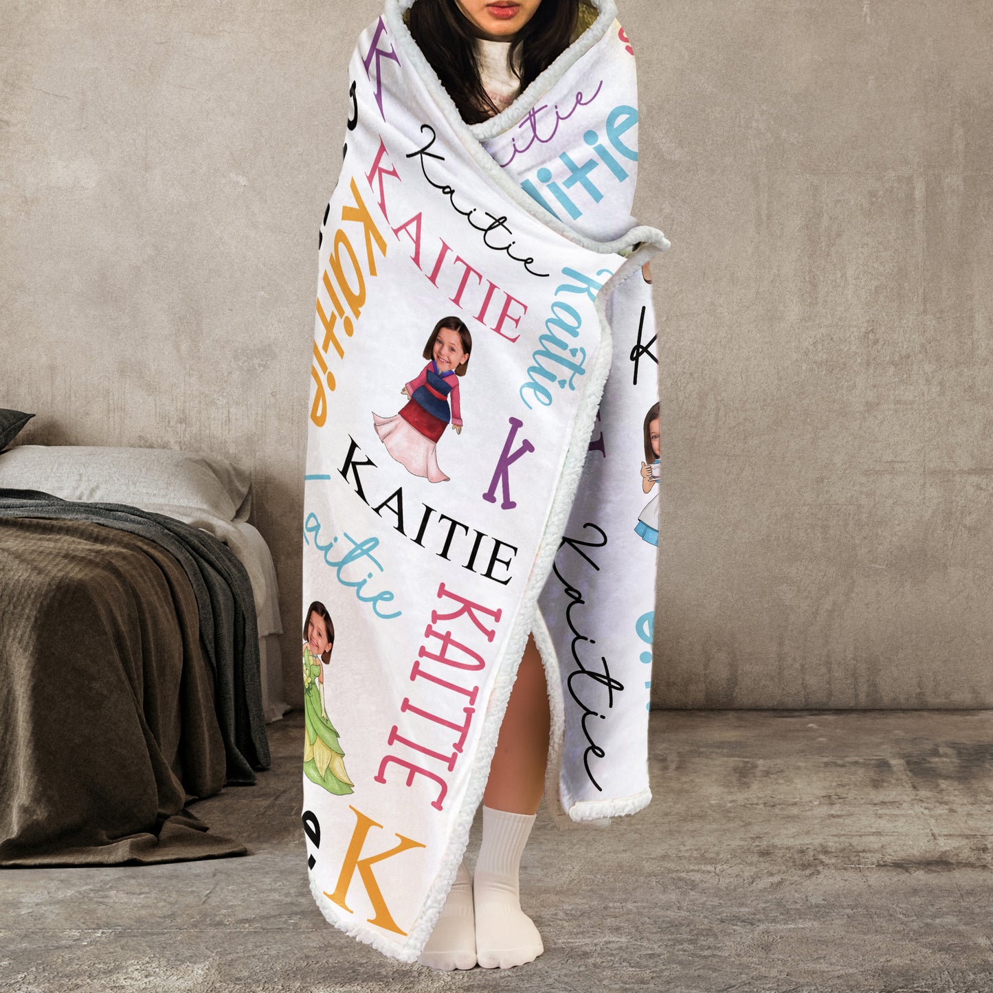 Custom Princess Prince Kid Face - Personalized Photo Wearable Blanket Hoodie