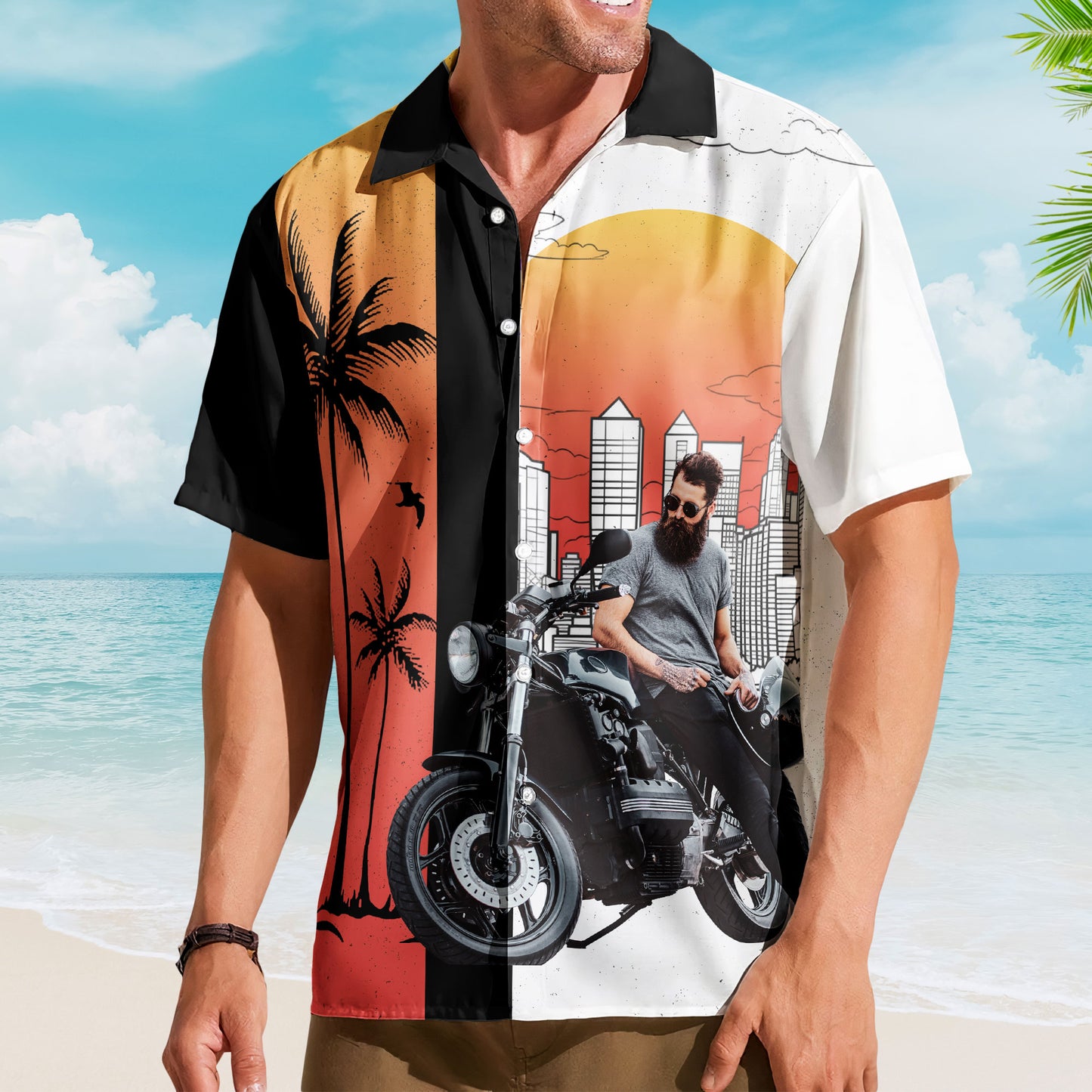 Custom Retro Bikes Photo Bikers For Men, Husband - Custom Photo Hawaiian Shirt