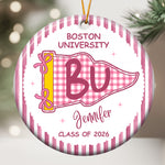 Custom School Pennant Graduation - Personalized Ornament