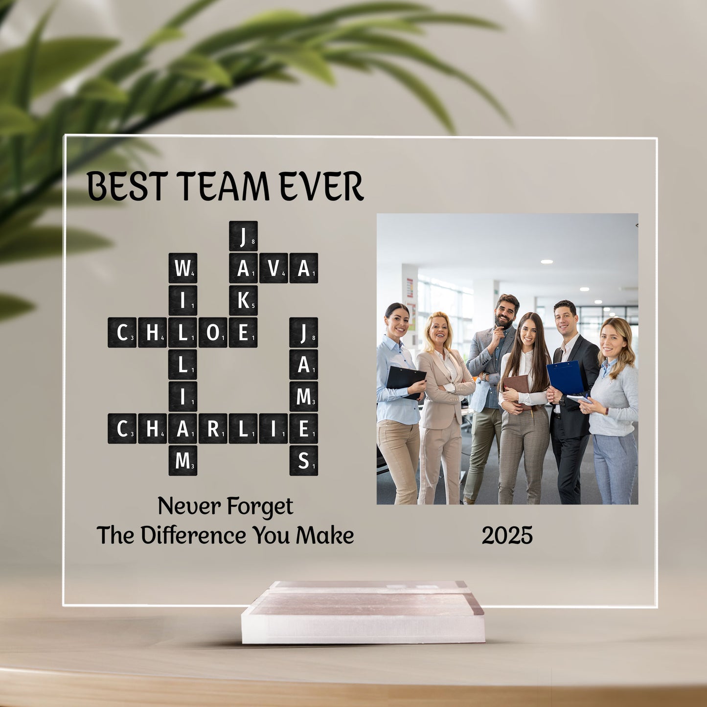 Custom Scrabble Thank You Gift For Appreciation, Coworkers, Boss, Team - Personalized Acrylic Photo Plaque