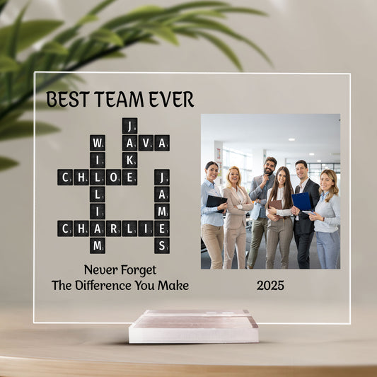 Custom Scrabble Thank You Gift For Appreciation, Coworkers, Boss, Team - Personalized Acrylic Photo Plaque