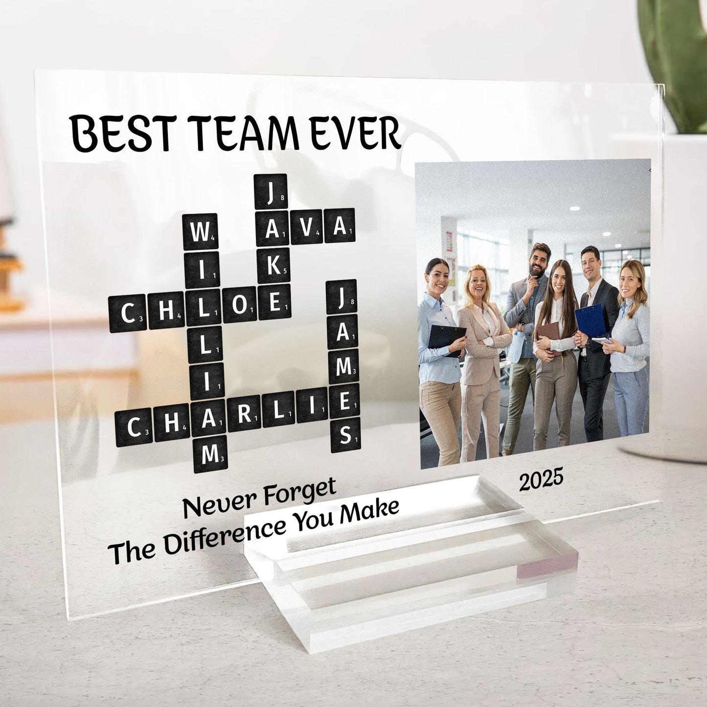 Custom Scrabble Thank You Gift For Appreciation, Coworkers, Boss, Team - Personalized Acrylic Photo Plaque