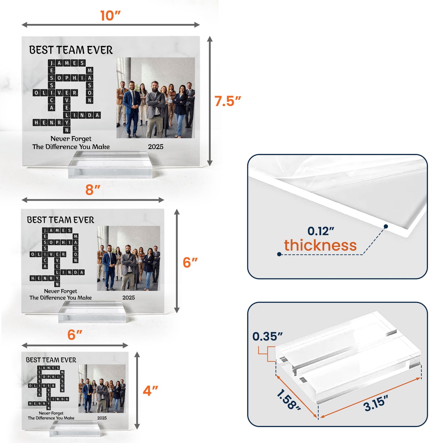 Custom Scrabble Thank You Gift For Appreciation, Coworkers, Boss, Team - Personalized Acrylic Photo Plaque