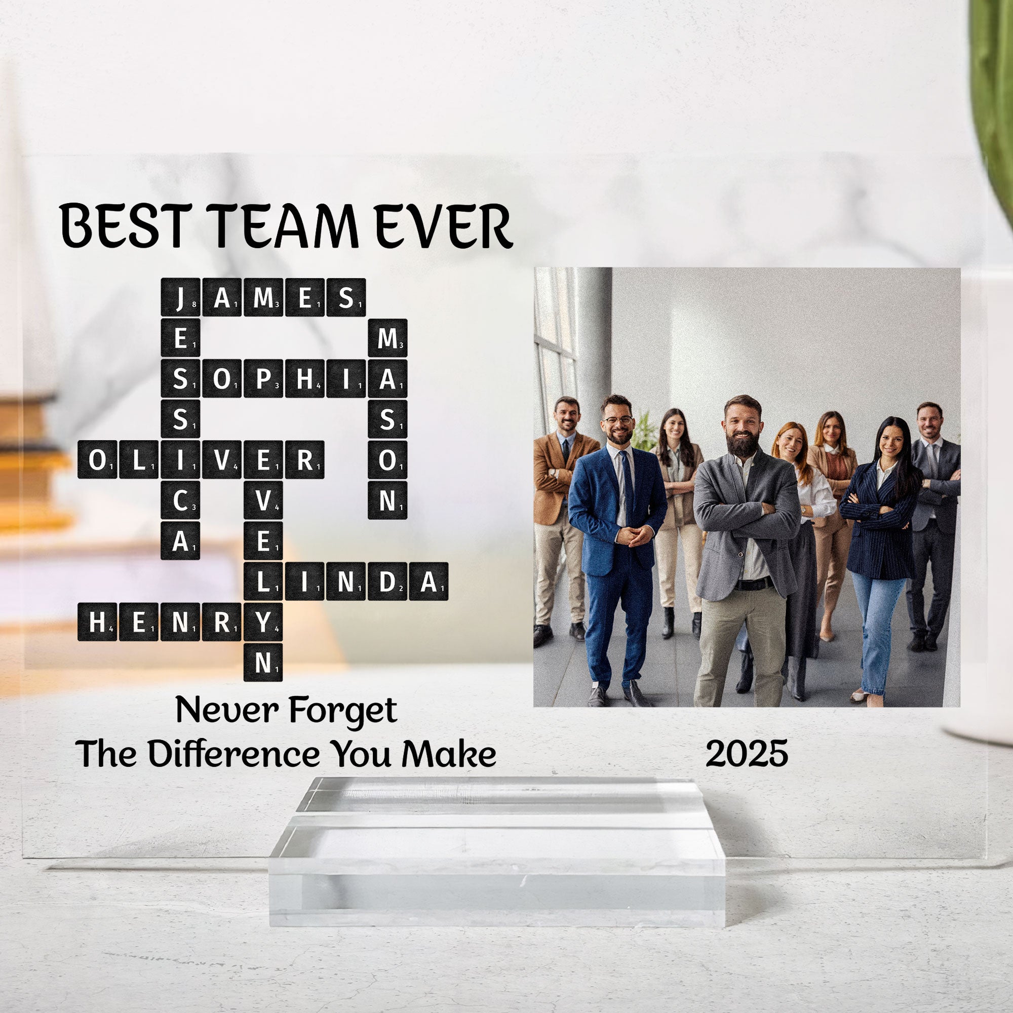 Custom Scrabble Thank You Gift For Appreciation, Coworkers, Boss, Team - Personalized Acrylic Photo Plaque