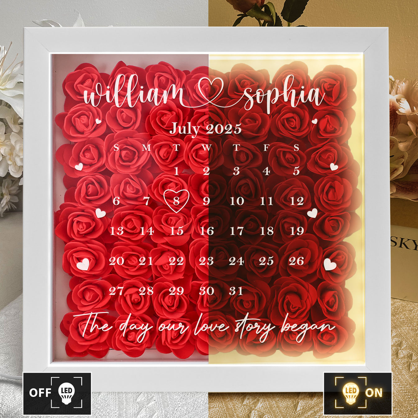 Custom Special Date Anniversary For Couples - Personalized Flower ...