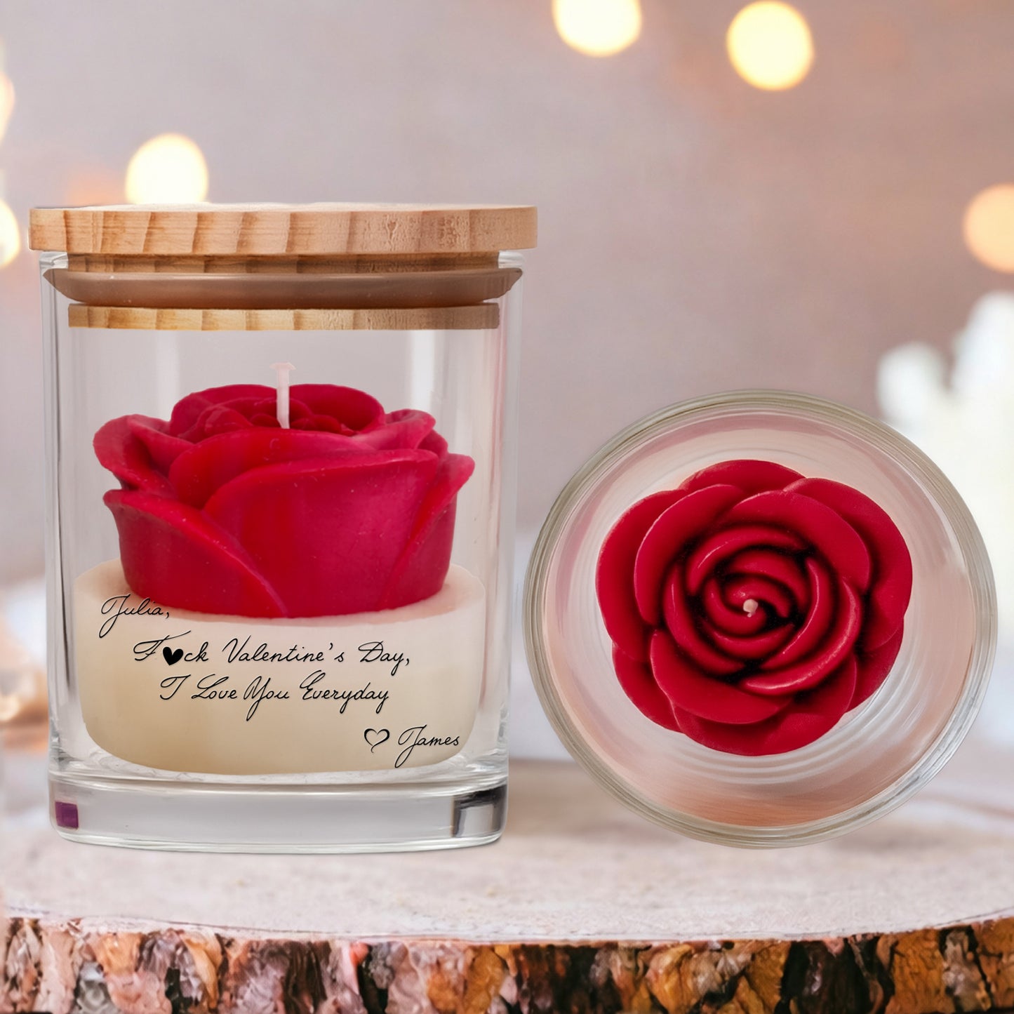 Custom Spicy Message For Wife - Valentine's Day, Anniversary Gift - Personalized Floral Soy Wax Candle