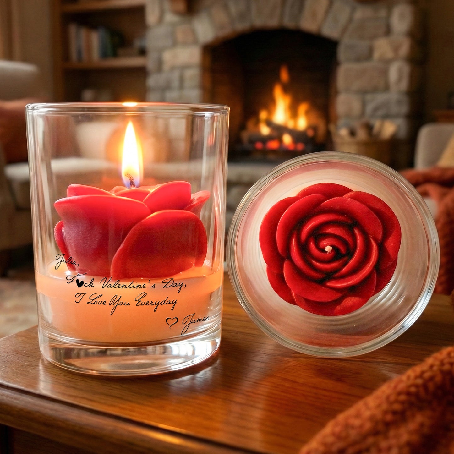 Custom Spicy Message For Wife - Valentine's Day, Anniversary Gift - Personalized Floral Soy Wax Candle