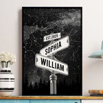 Custom Star Map Street Sign Couple Anniversary Gift - Personalized Poster