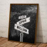 Custom Star Map Street Sign Couple Anniversary Gift - Personalized Poster