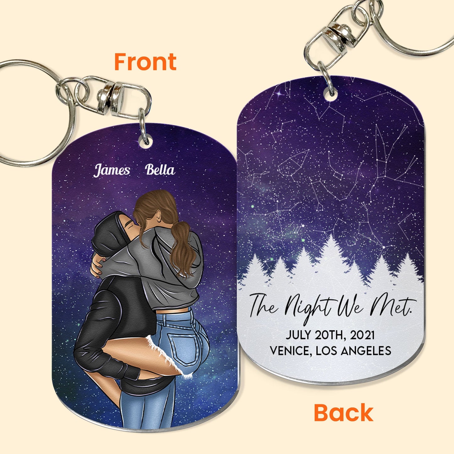 Custom Star Map The Night We First Met Engaged Couples - Personalized Keychain