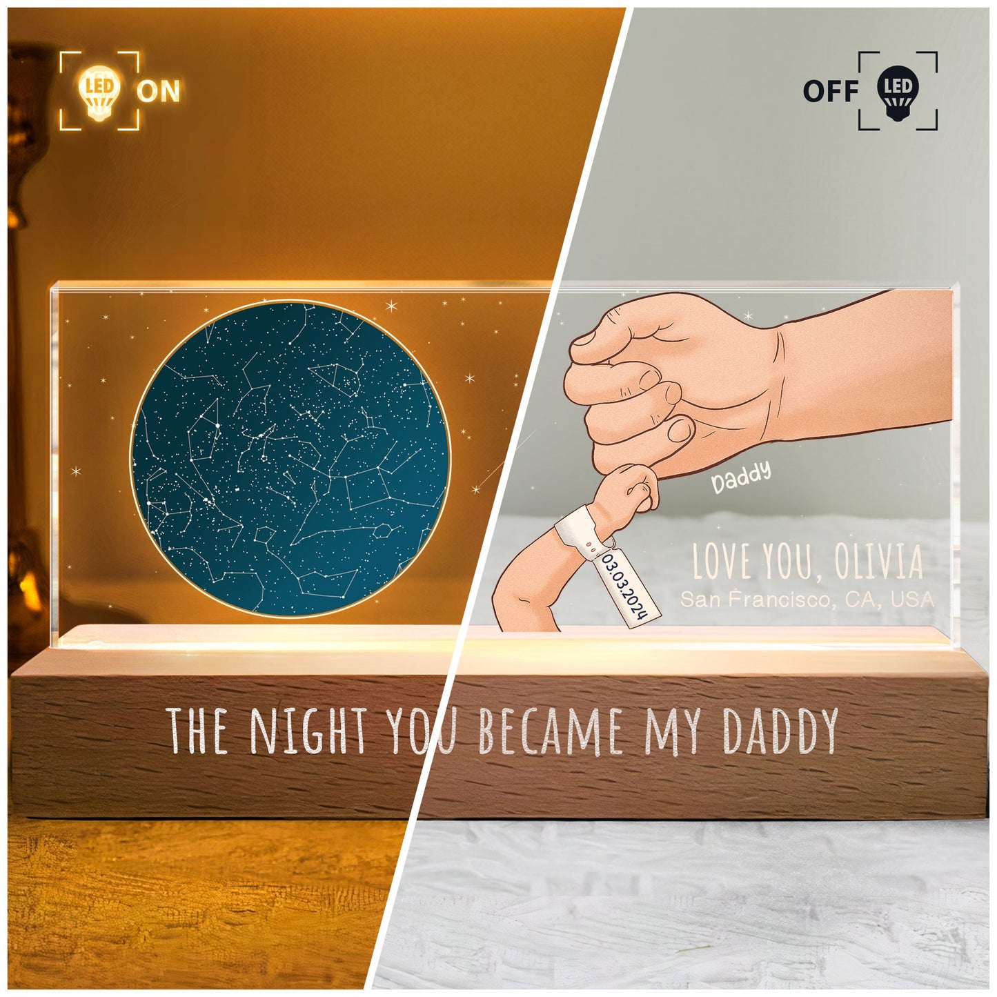 Custom Star Map The Night You Became My Daddy - Personalized LED Night Light