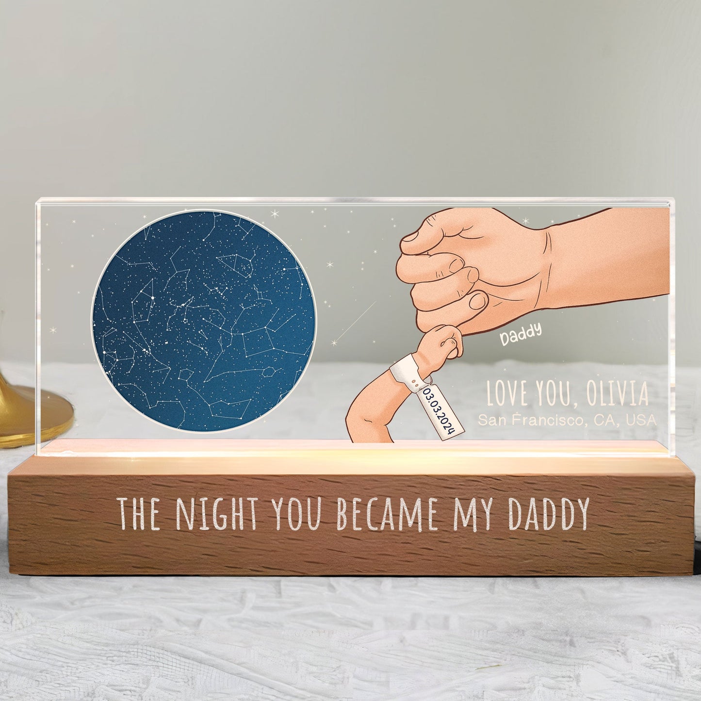 Custom Star Map The Night You Became My Daddy - Personalized LED Night Light