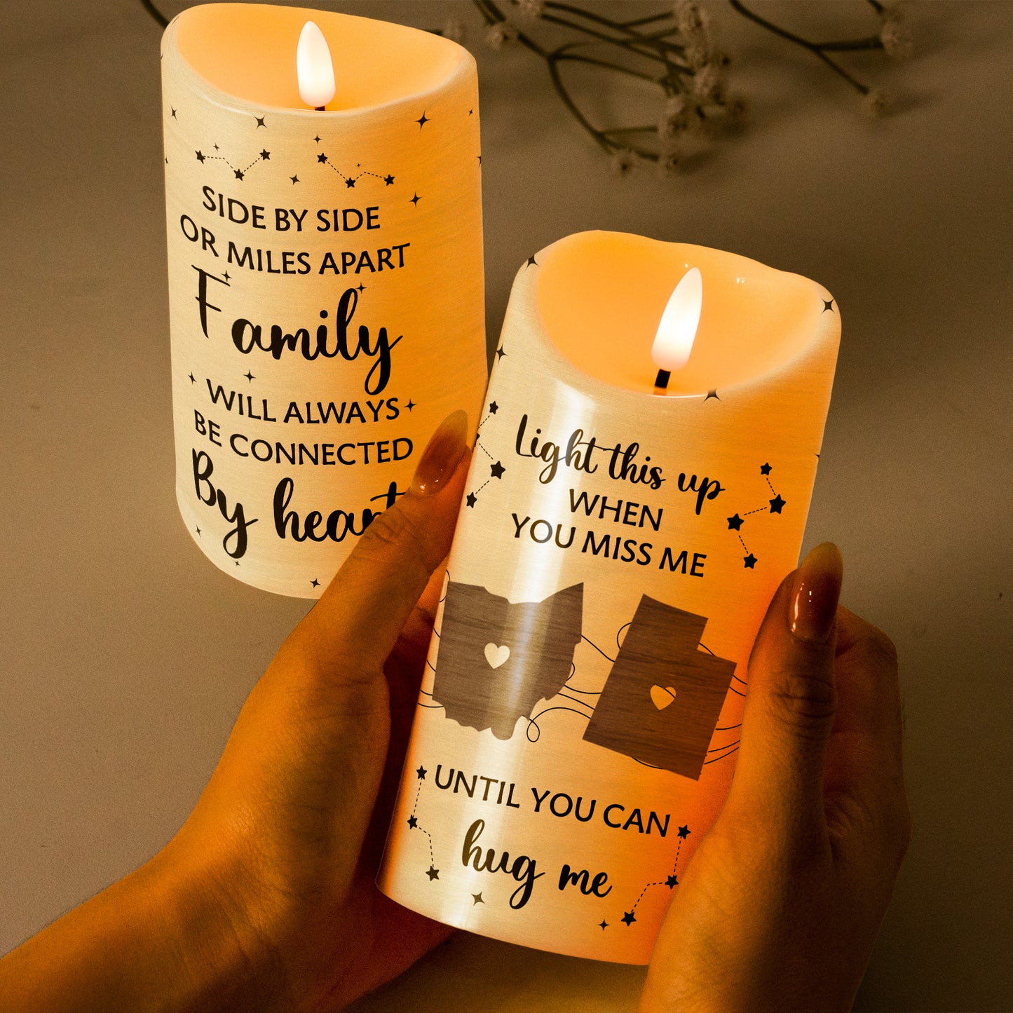 Custom States Candle Families Are Like Stars - Personalized LED Candle