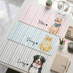 Custom Striped Pet Portrait Watercolor Pet Lover Gift - Personalized Desk Mat 1