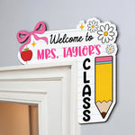 Custom Teacher Bow Back To School - Personalized Door Corner Decor