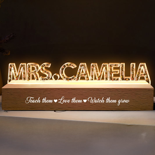 Custom Teacher Welcome Desk Plate Back To School - Personalized LED Night Light